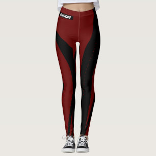 Leggings Black Maroon Red