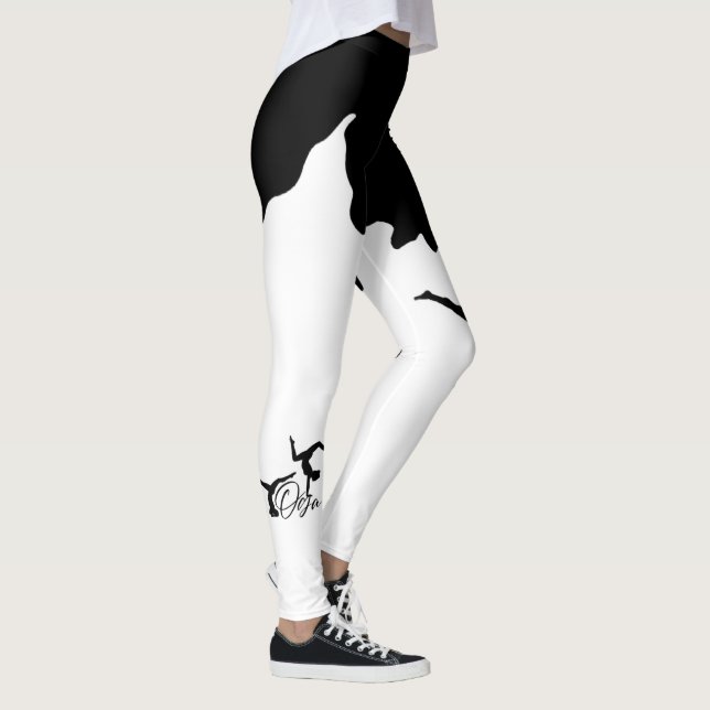 Leggings blanco con corte de negro para  yoga (Direita)