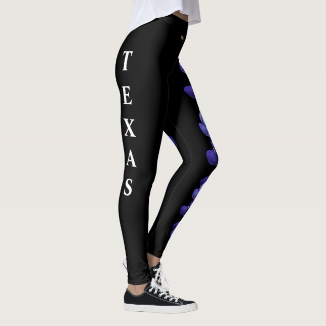 Leggings Blue Bonnet, Flor do Estado do Texas Negr (Direita)