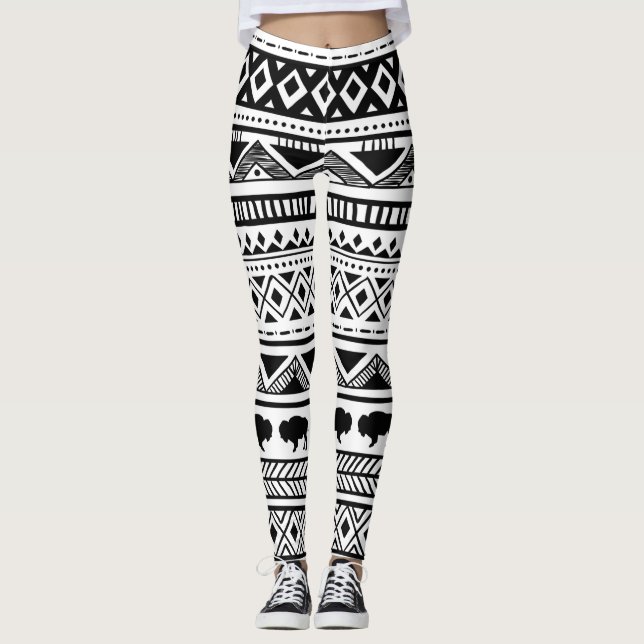 Leggings Boho Buffalo - Padrão Tribal Bohem (Frente)