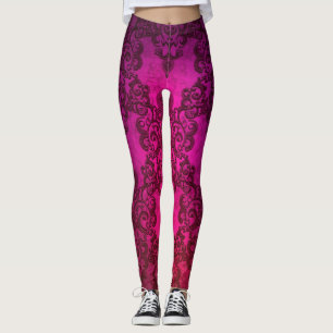 Leggings Boho Estilo Damask Fúcsia Intenso
