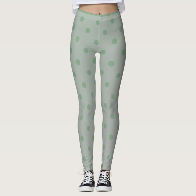 Leggings Bolinhas Verdes Modernas de Pastel Trendy (Frente)