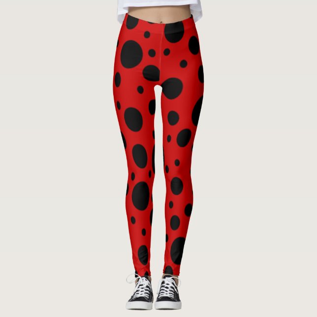 Leggings Bolinhas Vermelhas e Pretas (Frente)