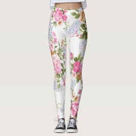 Leggings bonito de padrão rosa-rosa