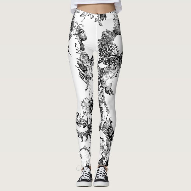 Leggings Botânicas De Insetos, Desenhadas À Mão (Frente)