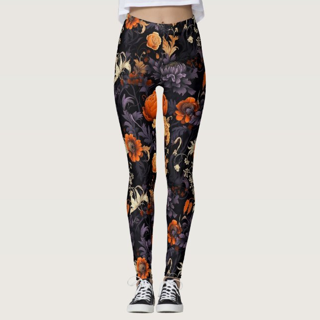 Leggings Botânicos Elegantes de Outono de Hallowee (Frente)