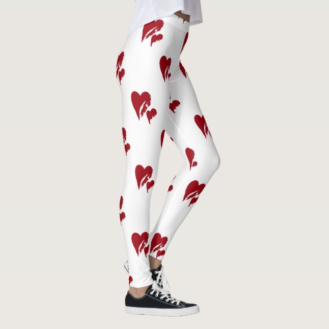 Leggings Brancas com Corações Vermelhos (Direita)