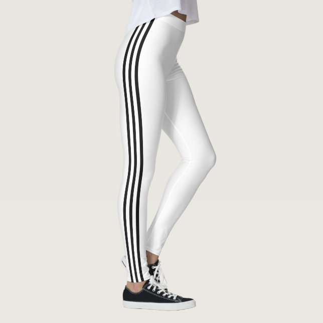 Leggings Brancas com Faixa Lateral Preta ou Escolh (Direita)