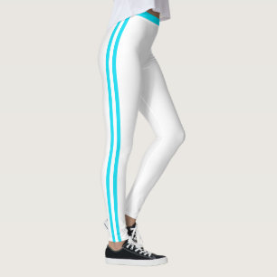 Leggings Brancas com Listra Lateral Azul Cores Per