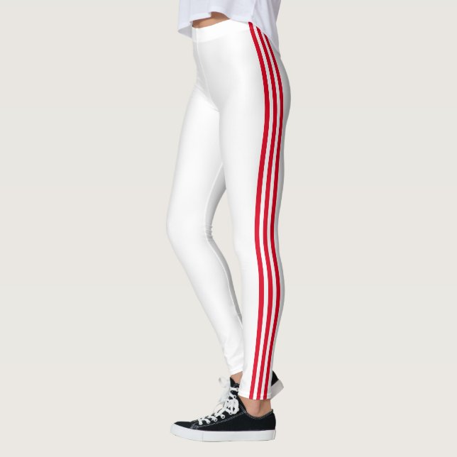 Leggings brancas com risca vermelha - Escolher cor (Esquerda)