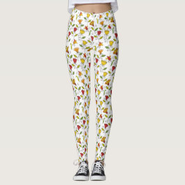 Leggings brancas com um padrão floral colorido