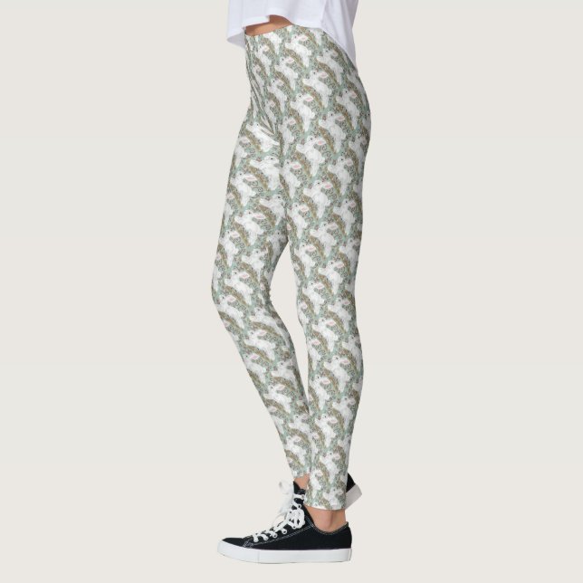 Leggings brancas de coelho branco Berries verdes c (Esquerda)