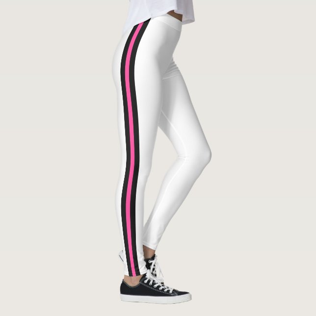 Leggings brancas de faixa lateral com suas cores p (Direita)