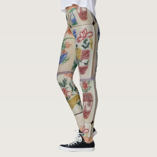 Leggings Brancas de Mahjong