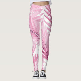 Leggings brancas e cor-de-rosa tropicais