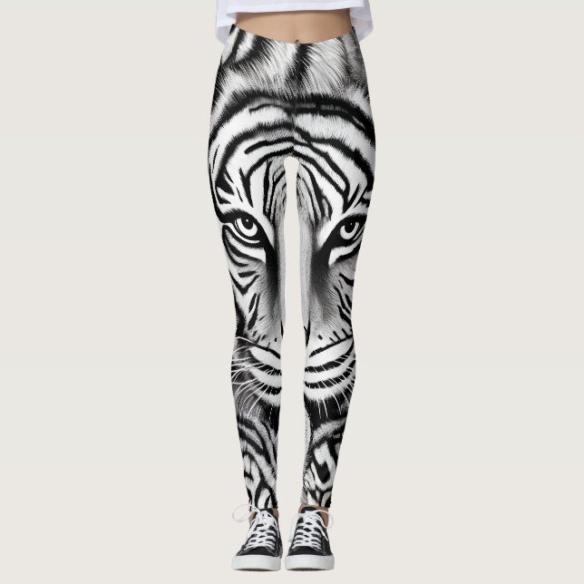 Leggings brancas e pretas (Frente)