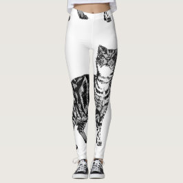 Leggings brancas e pretas de gato Legal