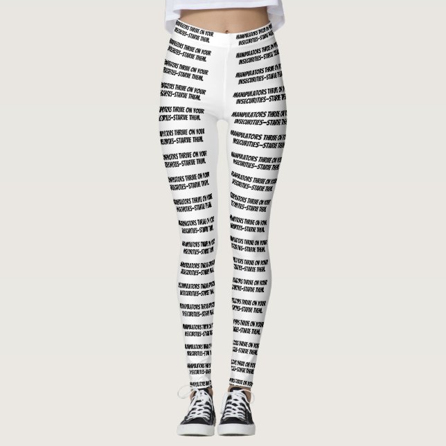 leggings brancas "Manipuladores prosperam em seu.. (Frente)
