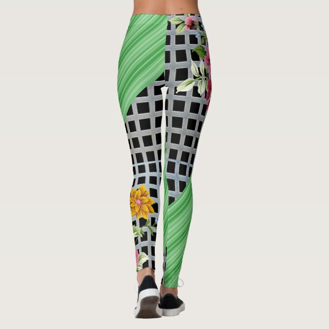 Leggings brancas planas verdes verificadas (Verso)