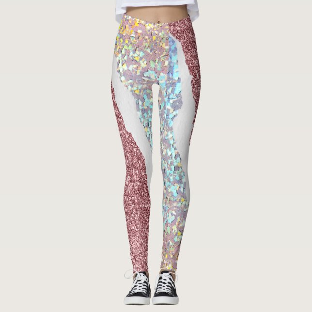Leggings brilhantes cor-de-rosa (Frente)