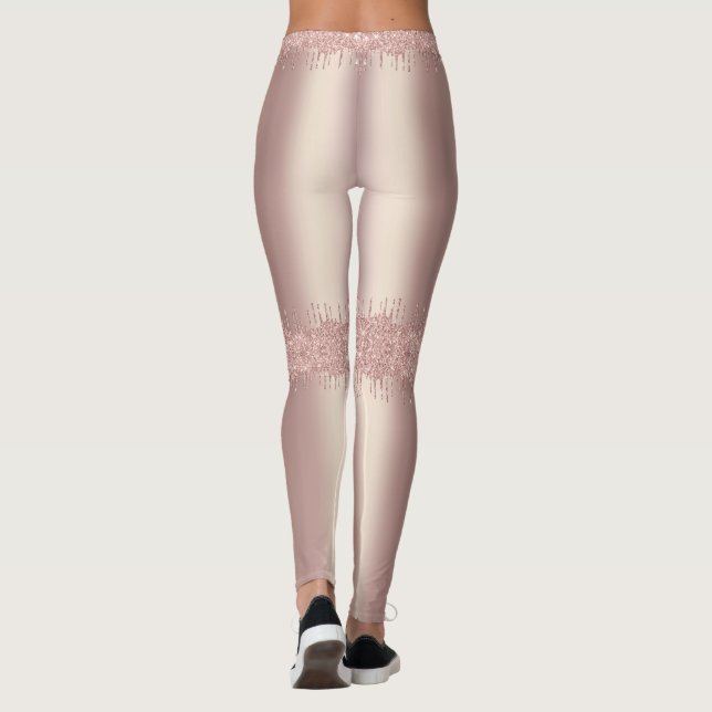Leggings Brilho Dourado Rosa com Gotas (Verso)