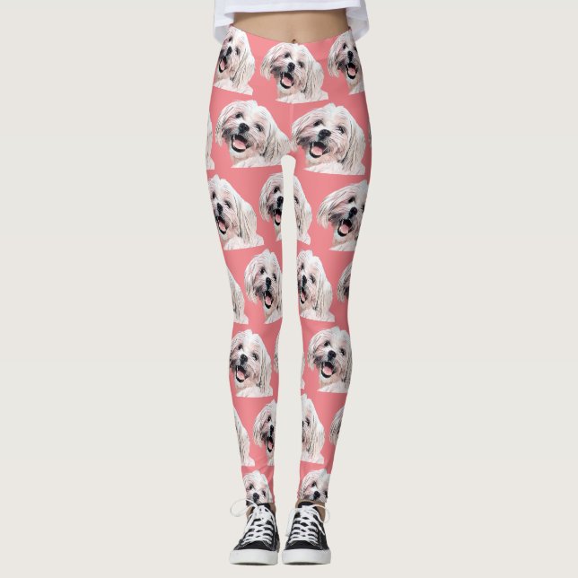 Leggings Cachorros Maltesas Pintadas (Frente)