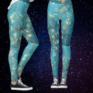 Leggings Calças Flor de Amêndoa Van Gogh Arte Fina