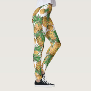 Leggings Campeãs com Padrão de Abacaxi Tropical De