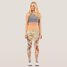 Leggings Capri Abstrato de cor do ouro
