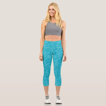 Leggings Capri Azuis Turquesa Abstratas