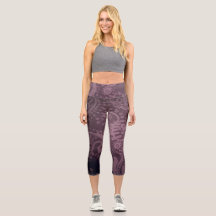 Leggings Capri de Cintura Alta Roxo Paisley MÉDIO
