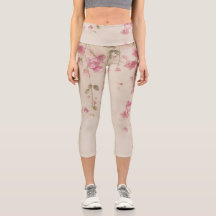 Leggings Capri Rosa Vintage Bougainvillea