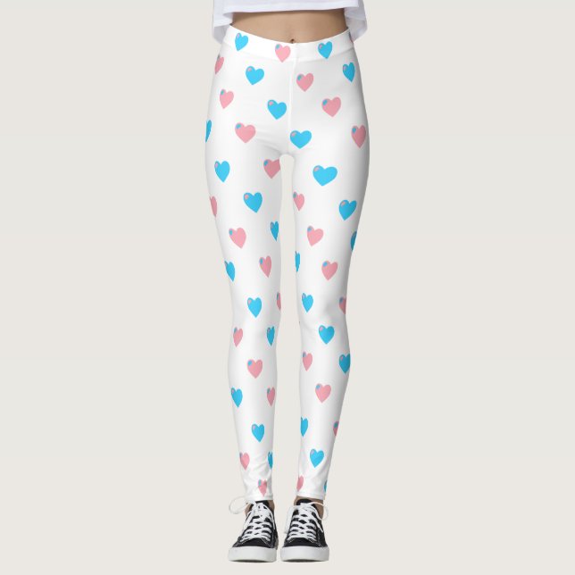 Leggings Cardíacas Médias do Orgulho Trans (Frente)