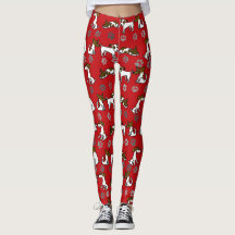 Leggings Cartoon de Jack Russell Vermelho