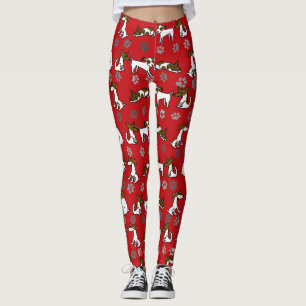 Leggings Cartoon de Jack Russell Vermelho