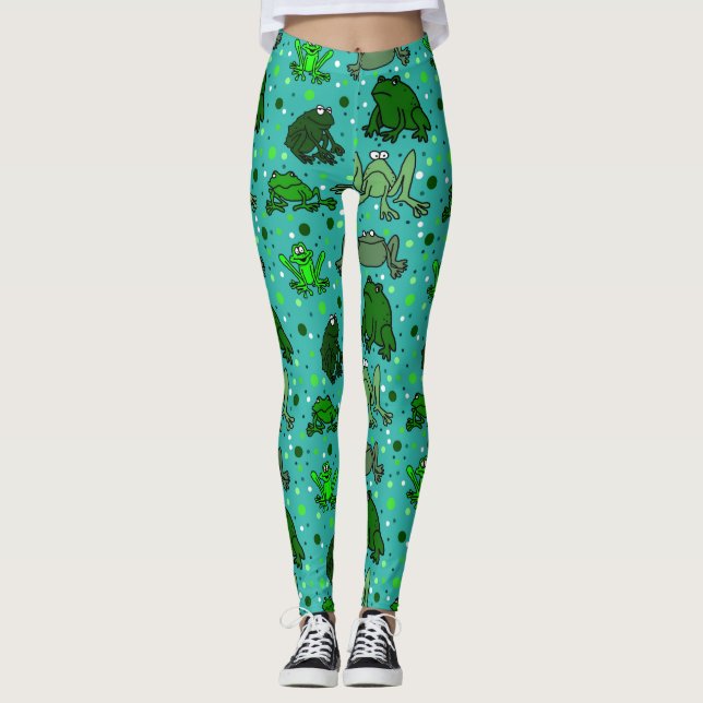 Leggings Cartoon de Rãs Engraçadas (Frente)