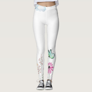 Leggings celebra a natureza, flores e yoga.