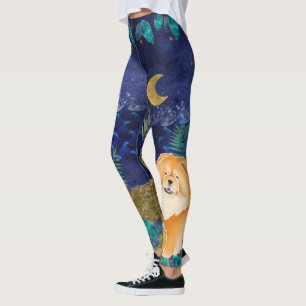 Leggings celestiais do oceano GINKGO Red Chow