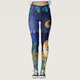 Leggings celestiais do oceano GINKGO Red Chow