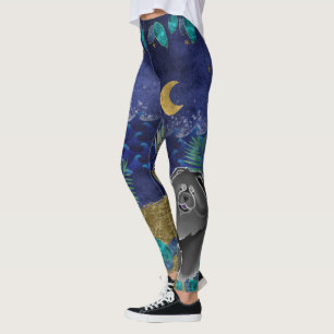 Leggings celestiais do oceano preto GINKGO