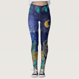 Leggings celestiais do oceano preto GINKGO