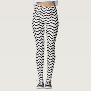 Leggings Chevron Pretas e Brancas