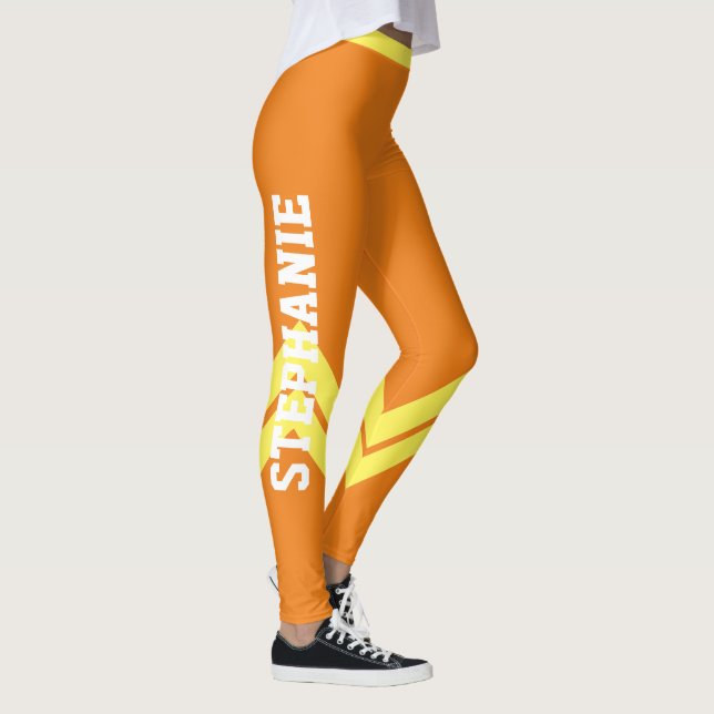 Leggings Chic Modernas Amarelas Laranja e Brancas (Direita)