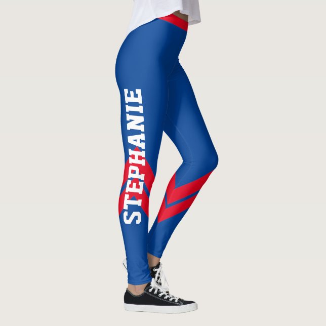 Leggings Chic Vermelhas e Brancas Azuis (Direita)