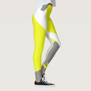 Leggings Cinza de Abstrato de amarelas de Pastel