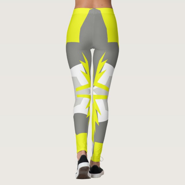 Leggings Cinza de Abstratos amarelas de Pastel foc (Verso)