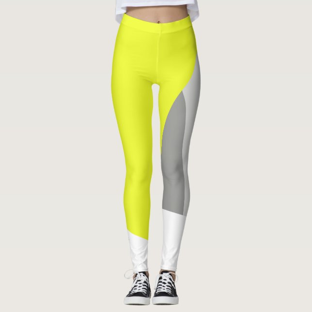 Leggings Cinza de Abstratos amarelas de Pastel foc (Frente)