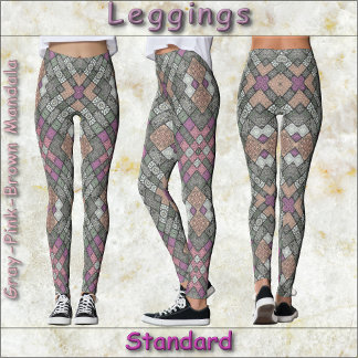 LEGGINGS - Cinza de Mandala, cor-de-rosa-castanho