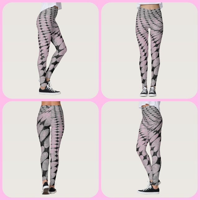 Leggings Cinza Rosa com Padrão de Círculos e Diama (Criador carregado)