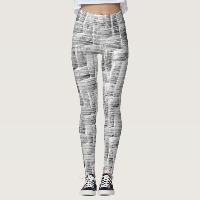Leggings Cinzas com Padrão de Riscado (Frente)
